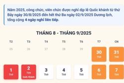 Lịch nghỉ lễ Quốc khánh 2/9/2025