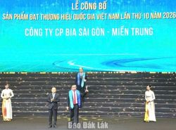 Công ty Cổ phần Bia Sài Gòn - Miền Trung có một sản phẩm đạt Thương hiệu quốc gia Việt Nam năm 2026