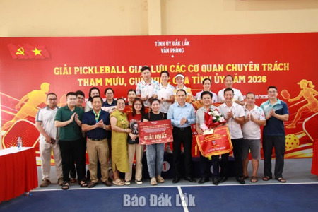 Văn phòng Tỉnh ủy đoạt giải Nhất toàn đoàn Giải Pickleball giao lưu các cơ quan chuyên trách tham mưu, giúp việc của Tỉnh ủy năm 2026