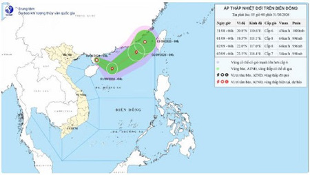 Xuất hiện áp thấp nhiệt đới trên Biển Đông, có khả năng mạnh lên thành bão