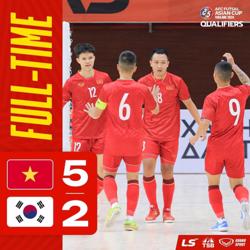 Thắng đậm Hàn Quốc, tuyển futsal Việt Nam dự vòng chung kết châu Á với ngôi đầu bảng D