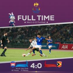 SEA Games 32: Chủ nhà U22 Campuchia soán ngôi đầu bảng A